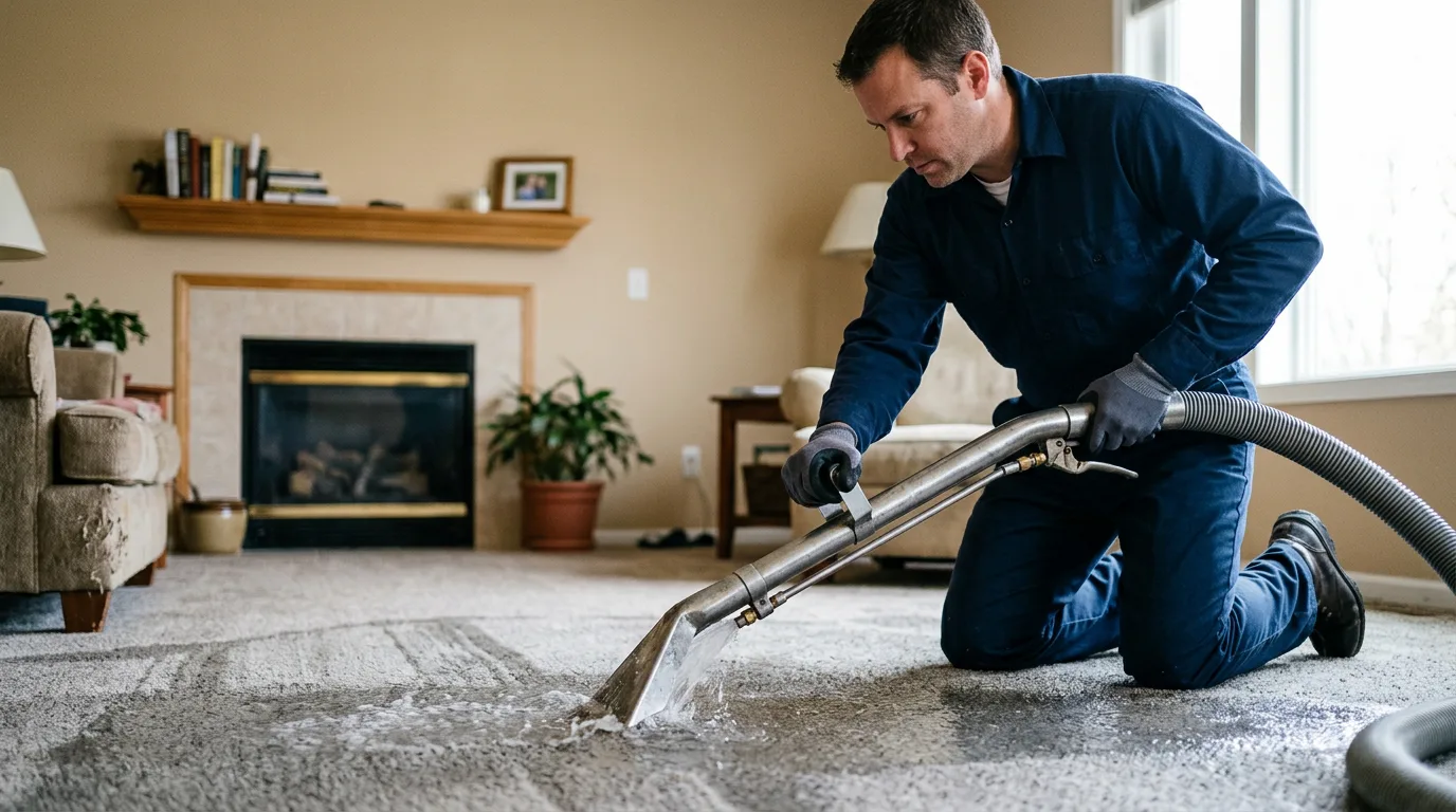 Water damage restoration technician working near Windsor, CO